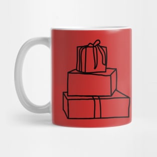 Pile of Three Christmas Gift Boxes Minimal Line Drawing Mug